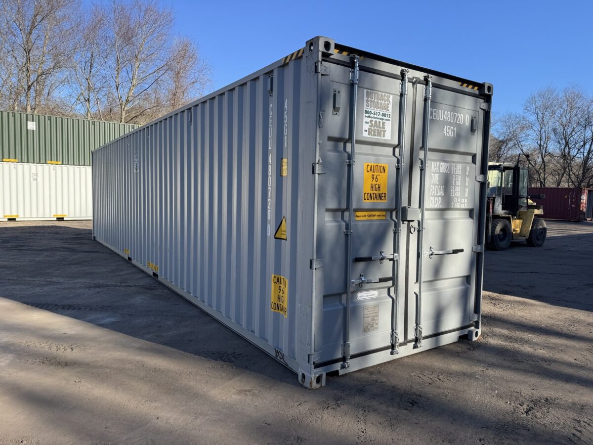 40ft New High Cube Shipping Container – Wind & Watertight – Gray – Unit CEUU480720-0