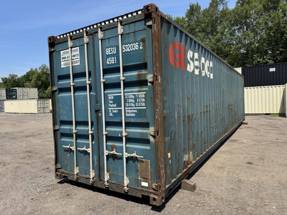 40ft Used High Cube Shipping Container – Wind & Watertight – Blue – Unit GESU532036-2