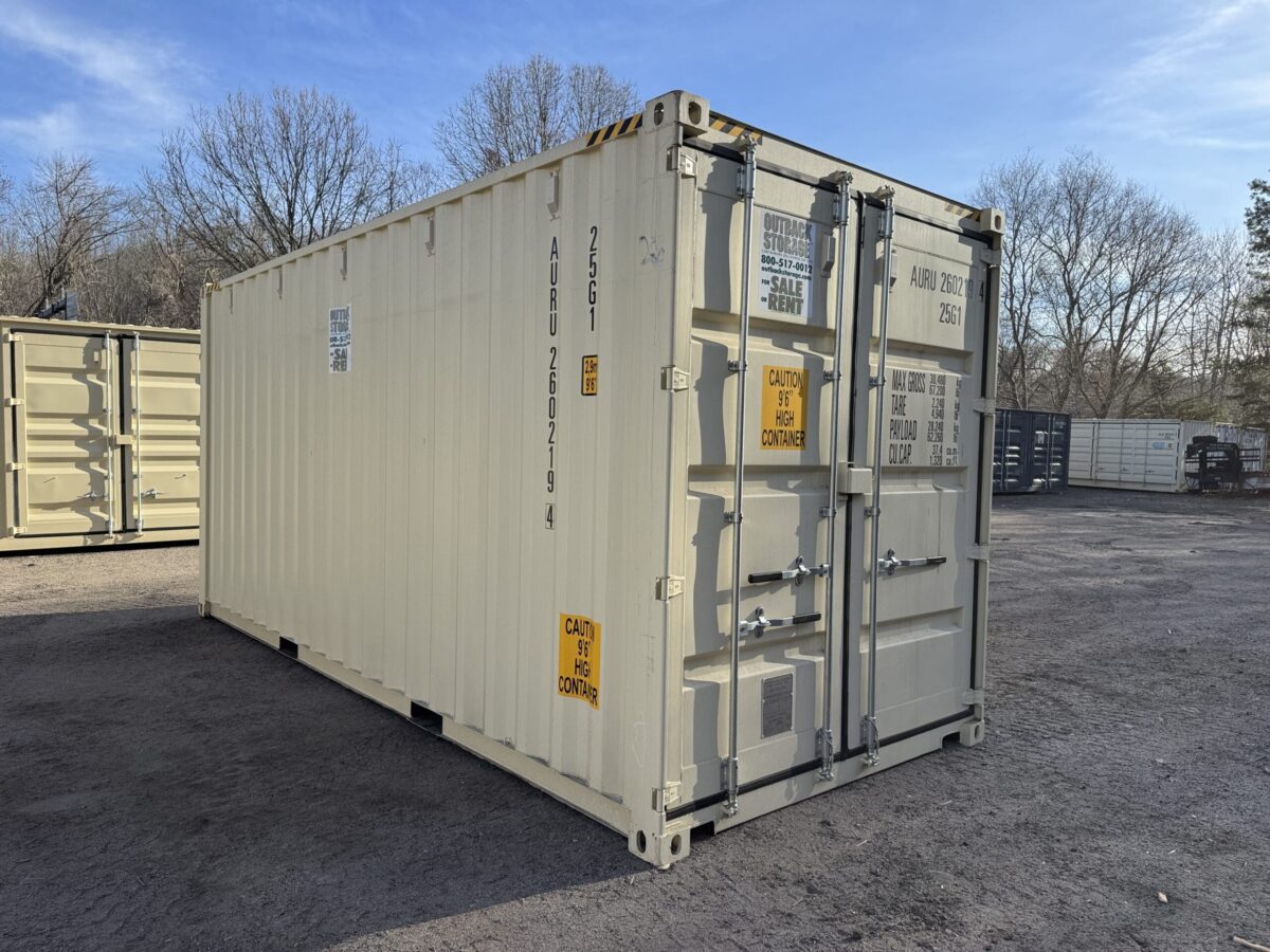 20ft New High Cube Shipping Container – Wind & Watertight – Beige – Unit AURU260219-4