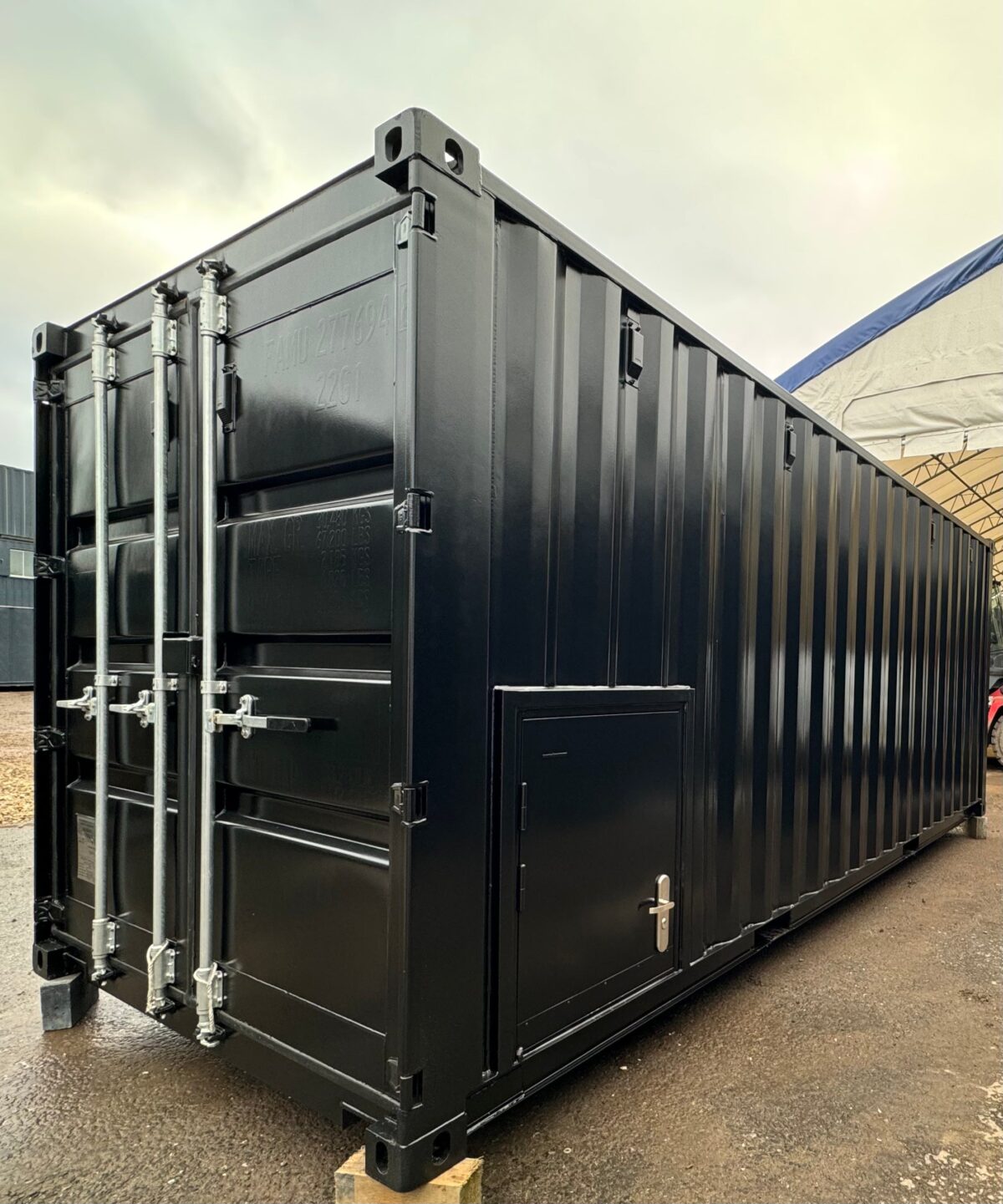 20x8ft CUSTOM Converted/Modified Shipping Container — Jet Black