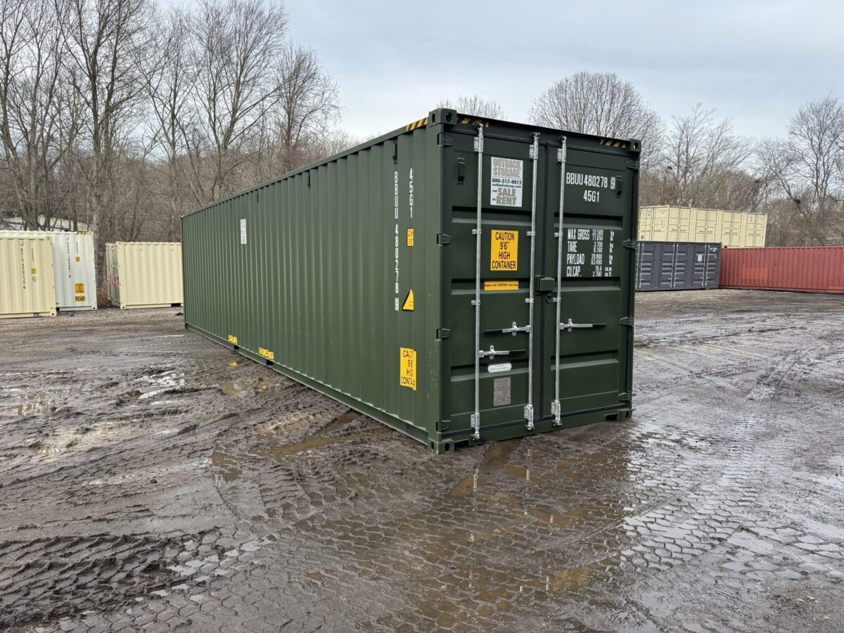 40ft New High Cube Shipping Container – Wind & Watertight – Green – Unit BBUU480278-9